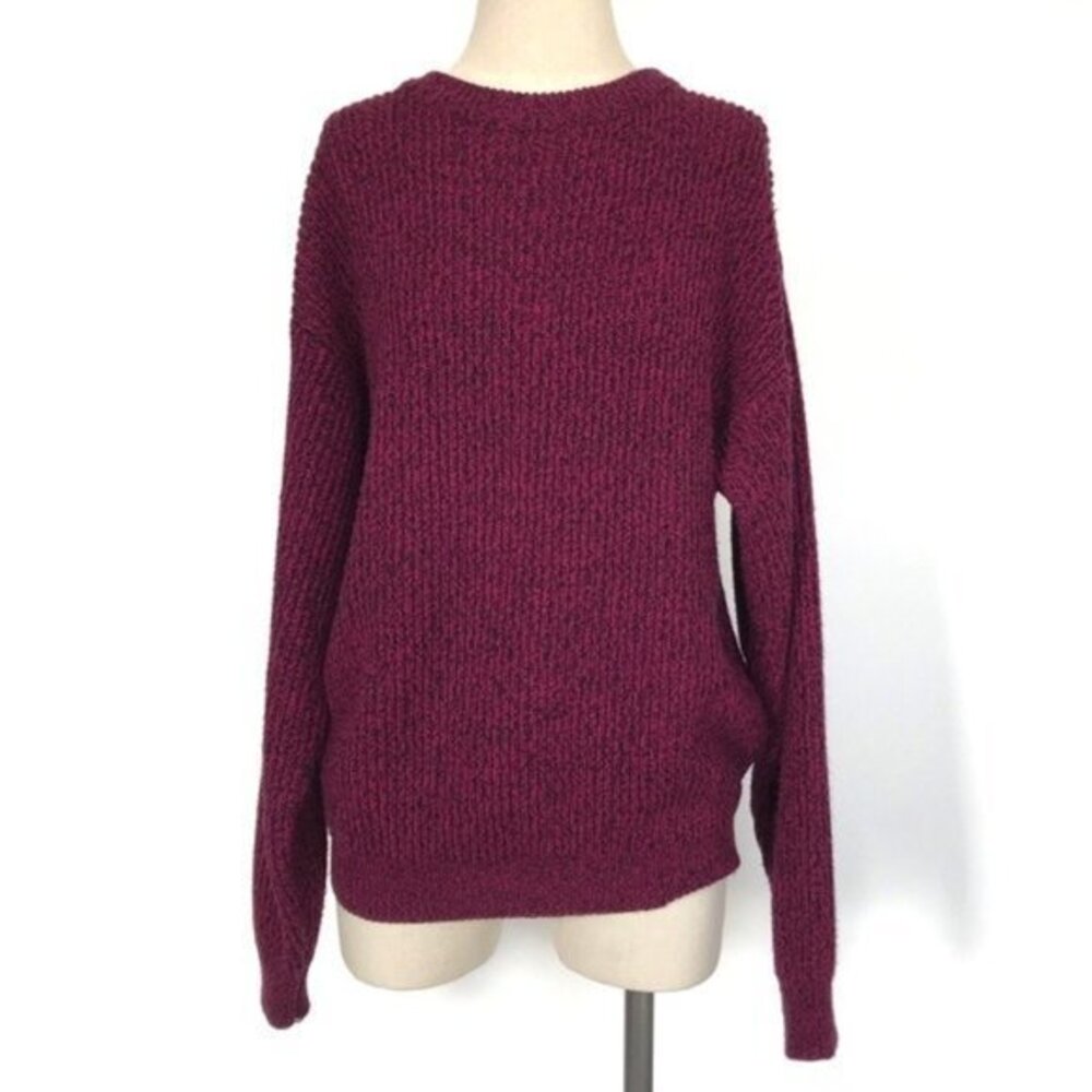 Vintage Dark Pink Black Space Dye Saturdays Chunky Knit Sweater Womens Size XL